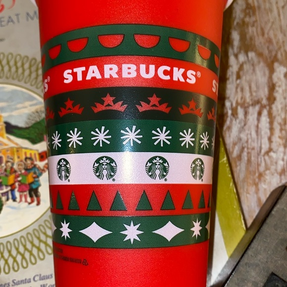 🆕🎄☕️🧜♀️STARBUCKS Reusable am 16 oz. Not Dated Coffee Cups w/ Lids - Picture 3 of 8
